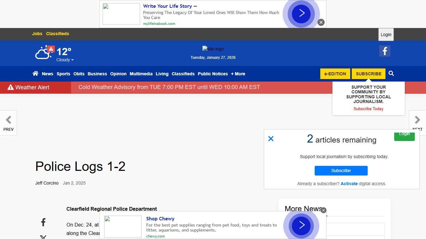 Police Logs 1-2 News theprogressnews.com