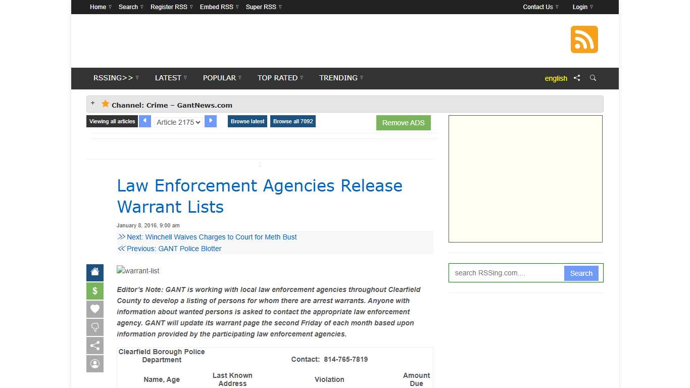 Law Enforcement Agencies Release Warrant Lists