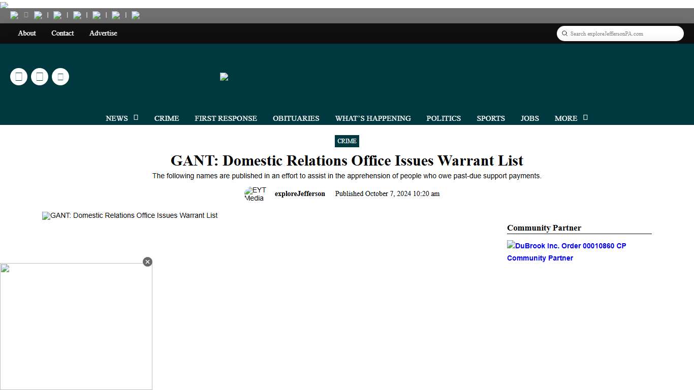 GANT: Domestic Relations Office Issues Warrant List - exploreJefferson